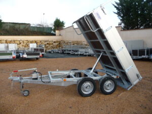 benne hydraulique grise double essieu franc trailers af300